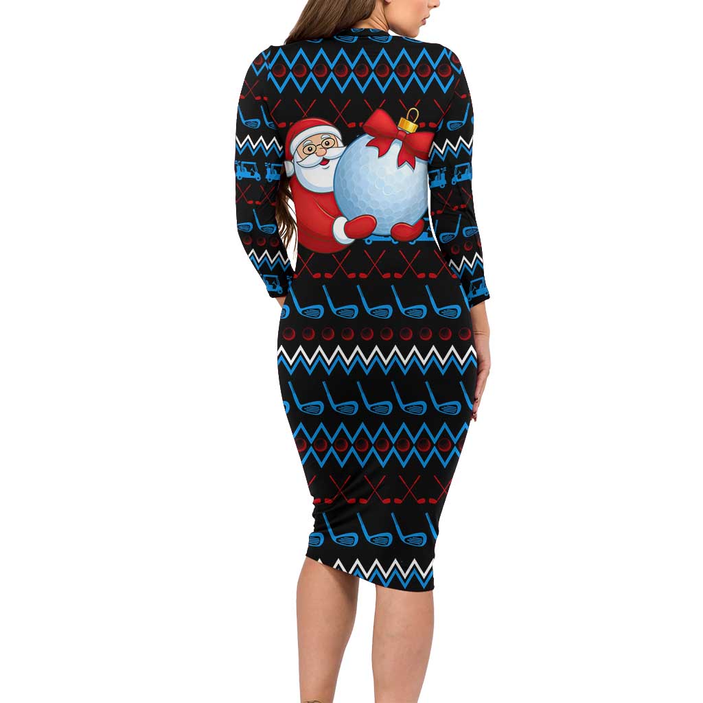 Santa Clause Golf Wonderland Christmas Family Matching Long Sleeve Bodycon Dress and Hawaiian Shirt Xmas Holiday Patterns - Wonder Print Shop