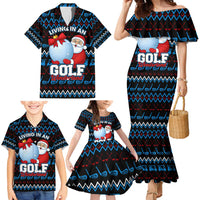 Santa Clause Golf Wonderland Christmas Family Matching Mermaid Dress and Hawaiian Shirt Xmas Holiday Patterns - Wonder Print Shop