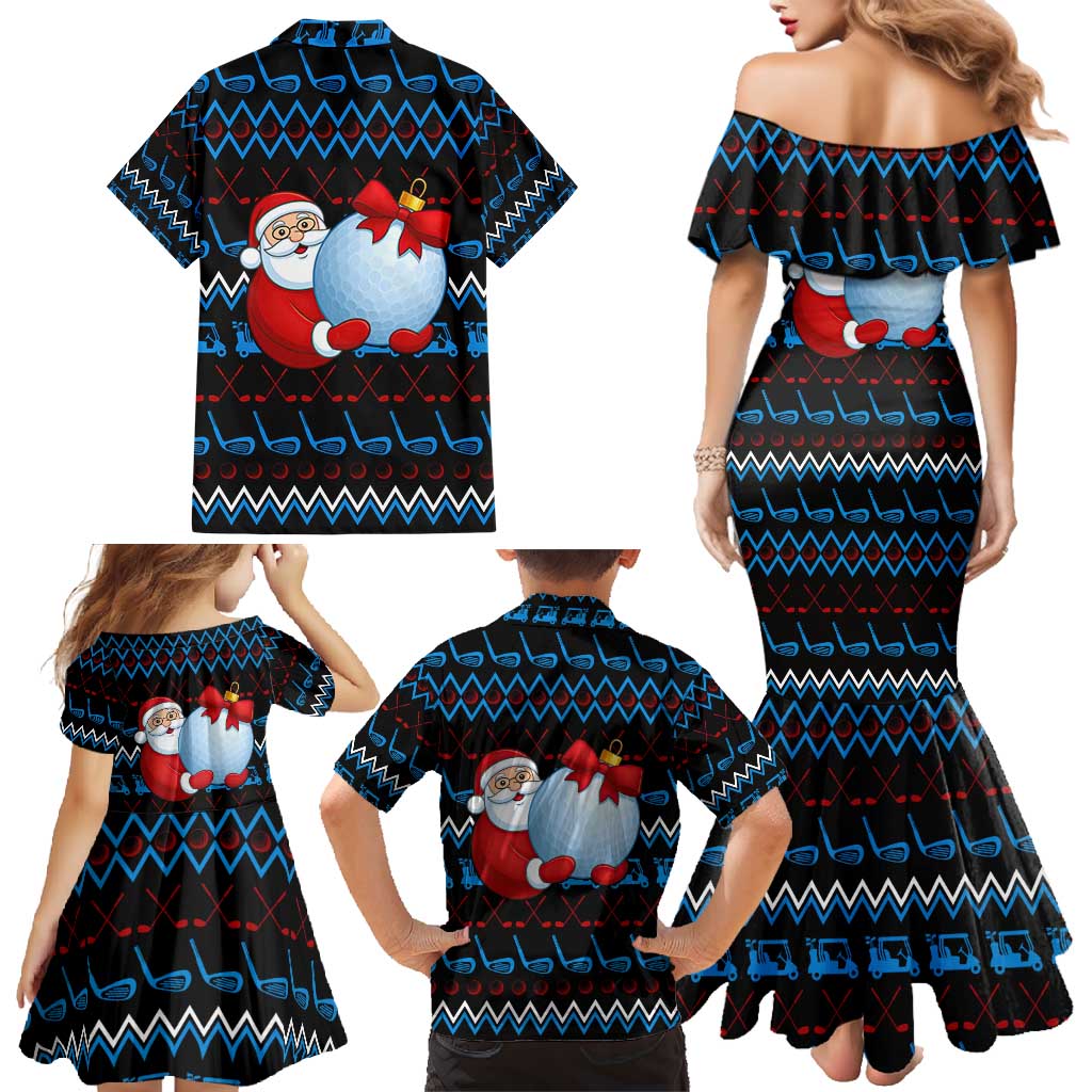 Santa Clause Golf Wonderland Christmas Family Matching Mermaid Dress and Hawaiian Shirt Xmas Holiday Patterns - Wonder Print Shop