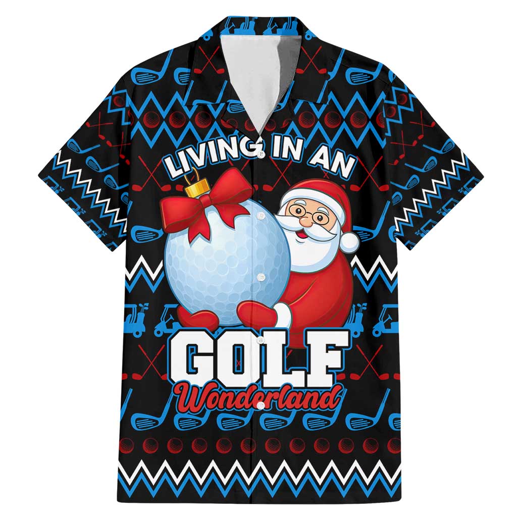 Santa Clause Golf Wonderland Christmas Family Matching Mermaid Dress and Hawaiian Shirt Xmas Holiday Patterns - Wonder Print Shop