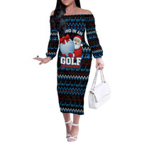 Santa Clause Golf Wonderland Christmas Family Matching Off The Shoulder Long Sleeve Dress and Hawaiian Shirt Xmas Holiday Patterns - Wonder Print Shop