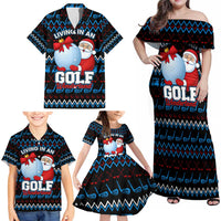 Santa Clause Golf Wonderland Christmas Family Matching Off Shoulder Maxi Dress and Hawaiian Shirt Xmas Holiday Patterns - Wonder Print Shop