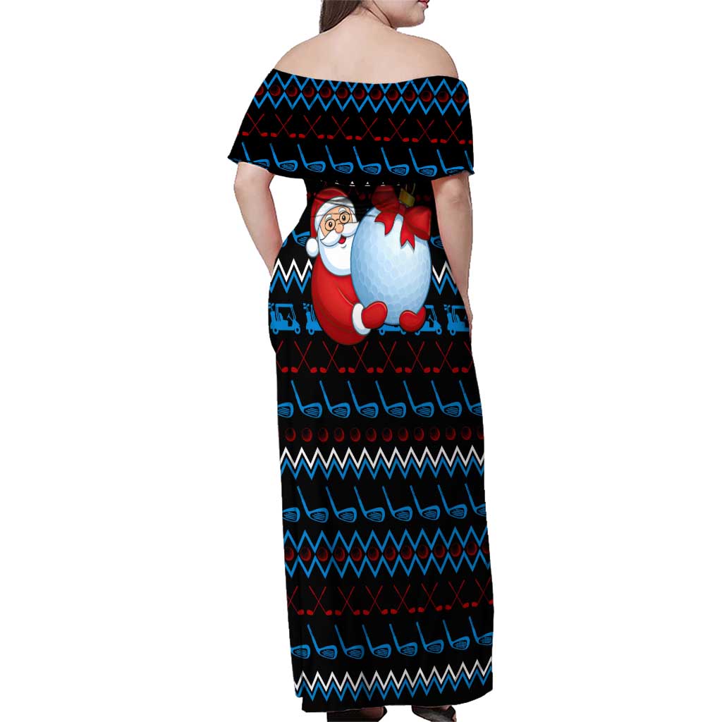Santa Clause Golf Wonderland Christmas Family Matching Off Shoulder Maxi Dress and Hawaiian Shirt Xmas Holiday Patterns - Wonder Print Shop