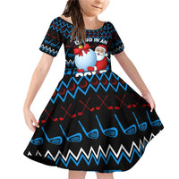 Santa Clause Golf Wonderland Christmas Family Matching Off Shoulder Short Dress and Hawaiian Shirt Xmas Holiday Patterns - Wonder Print Shop