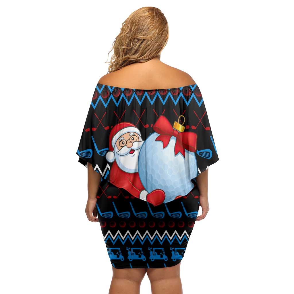 Santa Clause Golf Wonderland Christmas Family Matching Off Shoulder Short Dress and Hawaiian Shirt Xmas Holiday Patterns - Wonder Print Shop
