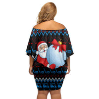 Santa Clause Golf Wonderland Christmas Family Matching Off Shoulder Short Dress and Hawaiian Shirt Xmas Holiday Patterns - Wonder Print Shop