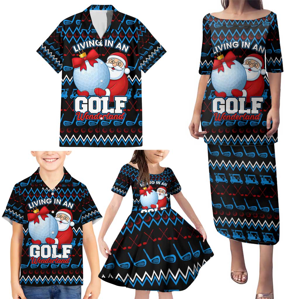 Santa Clause Golf Wonderland Christmas Family Matching Puletasi and Hawaiian Shirt Xmas Holiday Patterns - Wonder Print Shop