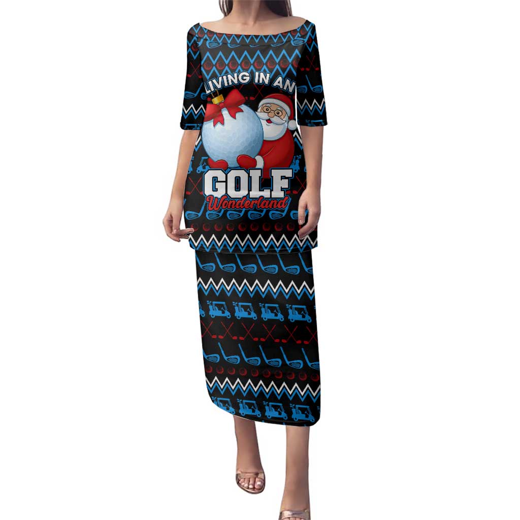 Santa Clause Golf Wonderland Christmas Family Matching Puletasi and Hawaiian Shirt Xmas Holiday Patterns - Wonder Print Shop