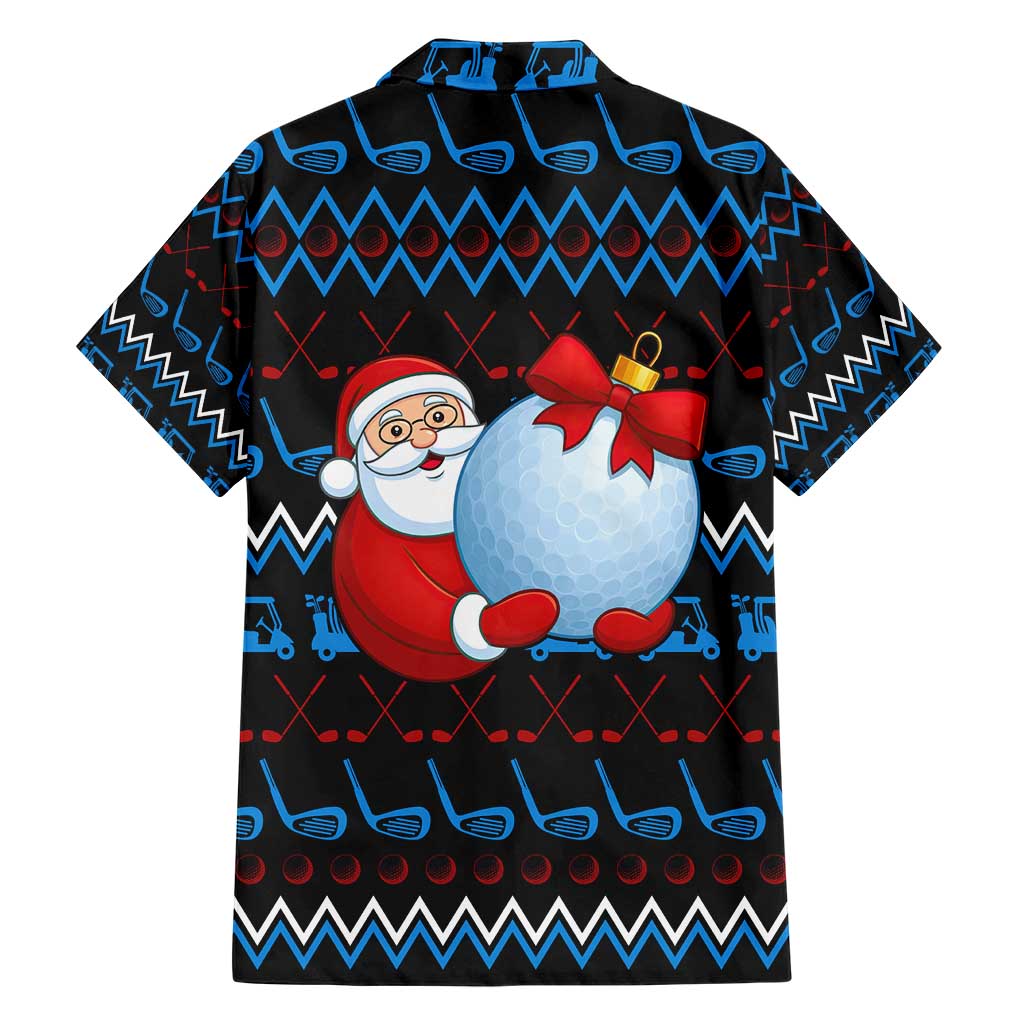 Santa Clause Golf Wonderland Christmas Family Matching Short Sleeve Bodycon Dress and Hawaiian Shirt Xmas Holiday Patterns - Wonder Print Shop