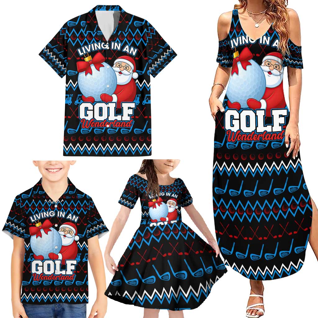 Santa Clause Golf Wonderland Christmas Family Matching Summer Maxi Dress and Hawaiian Shirt Xmas Holiday Patterns - Wonder Print Shop