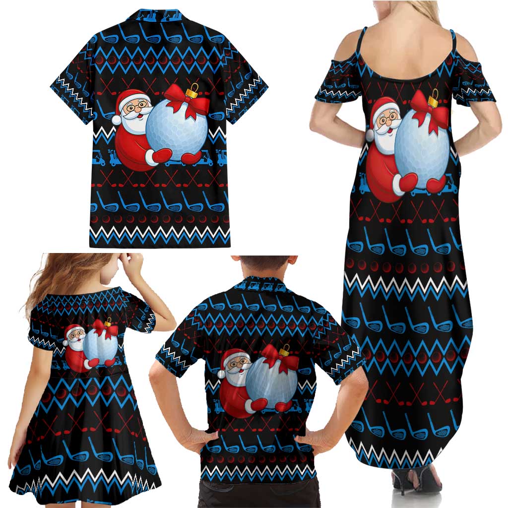 Santa Clause Golf Wonderland Christmas Family Matching Summer Maxi Dress and Hawaiian Shirt Xmas Holiday Patterns - Wonder Print Shop