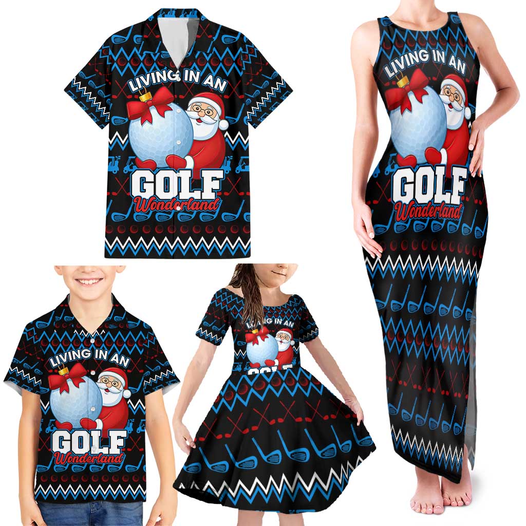 Santa Clause Golf Wonderland Christmas Family Matching Tank Maxi Dress and Hawaiian Shirt Xmas Holiday Patterns - Wonder Print Shop