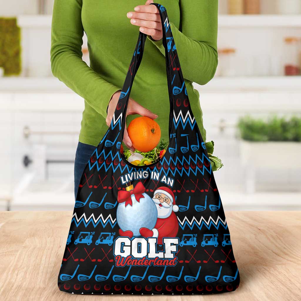 Santa Clause Golf Wonderland Christmas Grocery Bag Xmas Holiday Patterns - Wonder Print Shop
