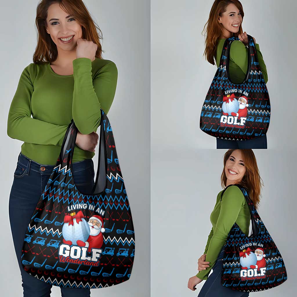 Santa Clause Golf Wonderland Christmas Grocery Bag Xmas Holiday Patterns - Wonder Print Shop