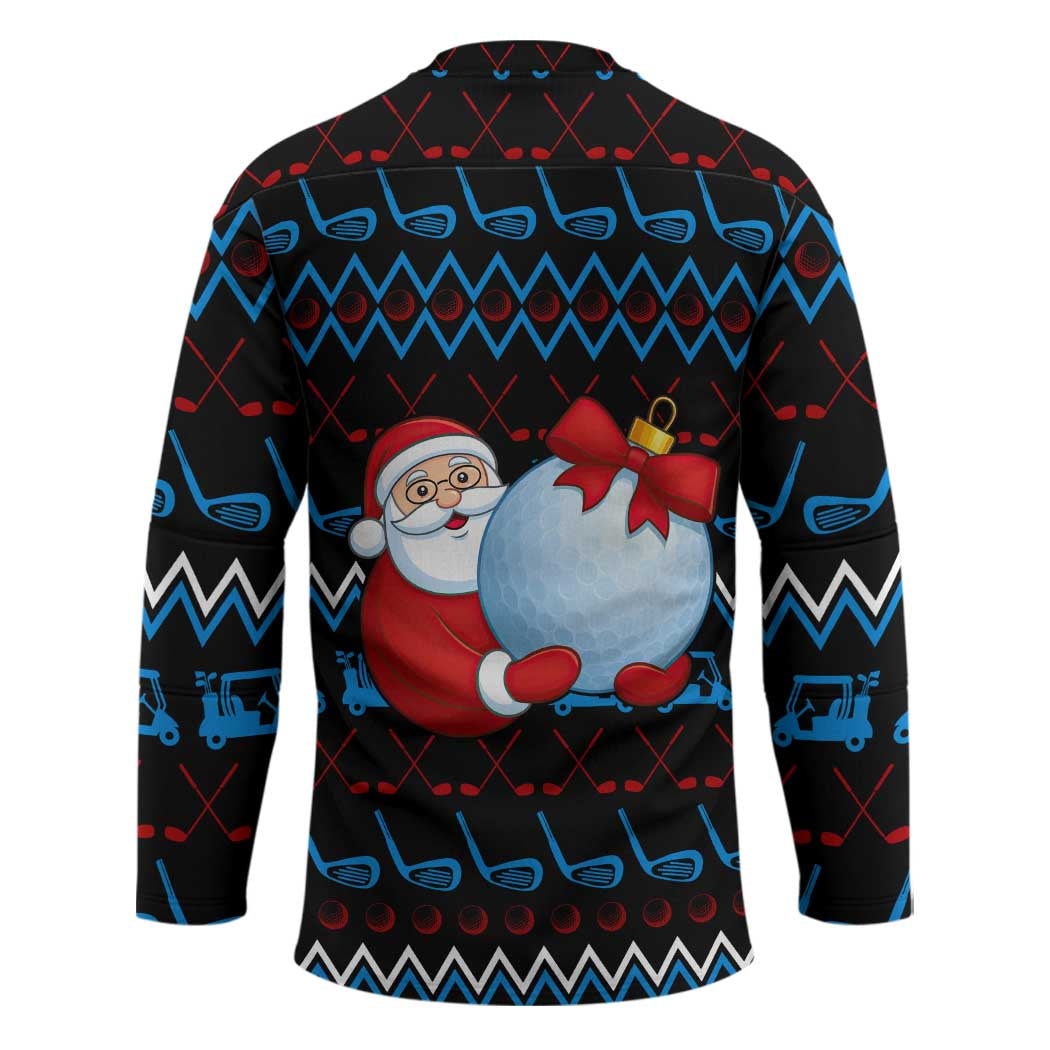 Santa Clause Golf Wonderland Christmas Hockey Jersey Xmas Holiday Patterns - Wonder Print Shop