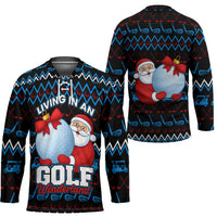 Santa Clause Golf Wonderland Christmas Hockey Jersey Xmas Holiday Patterns - Wonder Print Shop