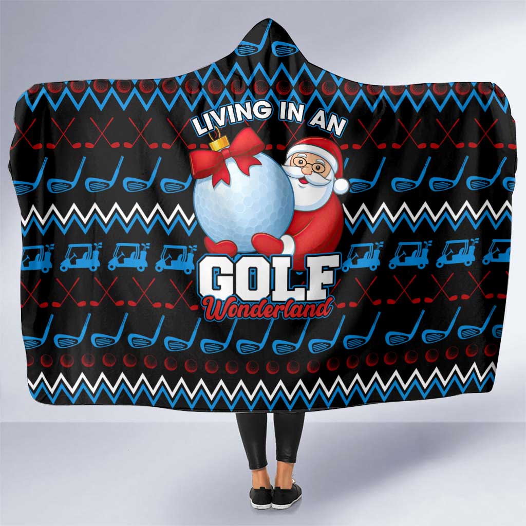 Santa Clause Golf Wonderland Christmas Hooded Blanket Xmas Holiday Patterns - Wonder Print Shop