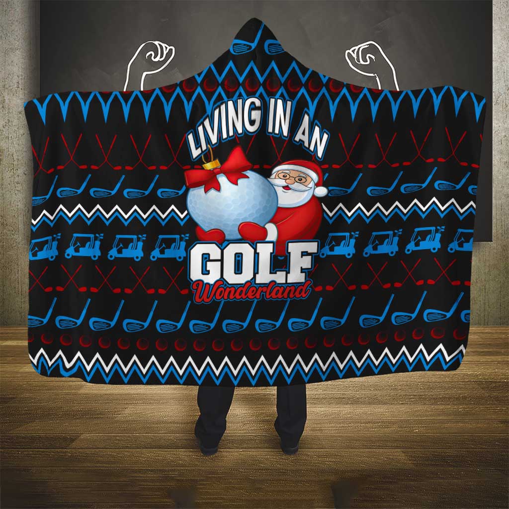 Santa Clause Golf Wonderland Christmas Hooded Blanket Xmas Holiday Patterns - Wonder Print Shop