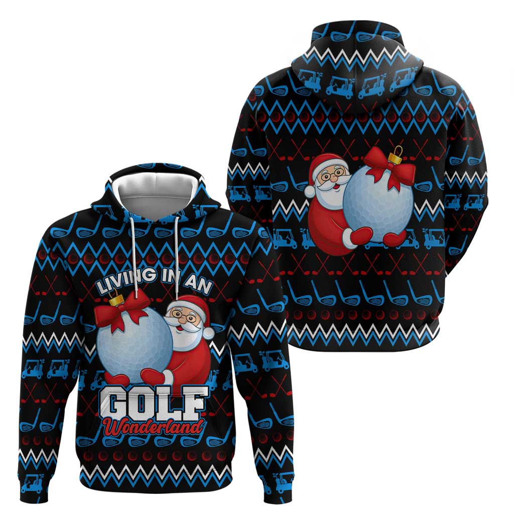 Santa Clause Golf Wonderland Christmas Hoodie Xmas Holiday Patterns - Wonder Print Shop