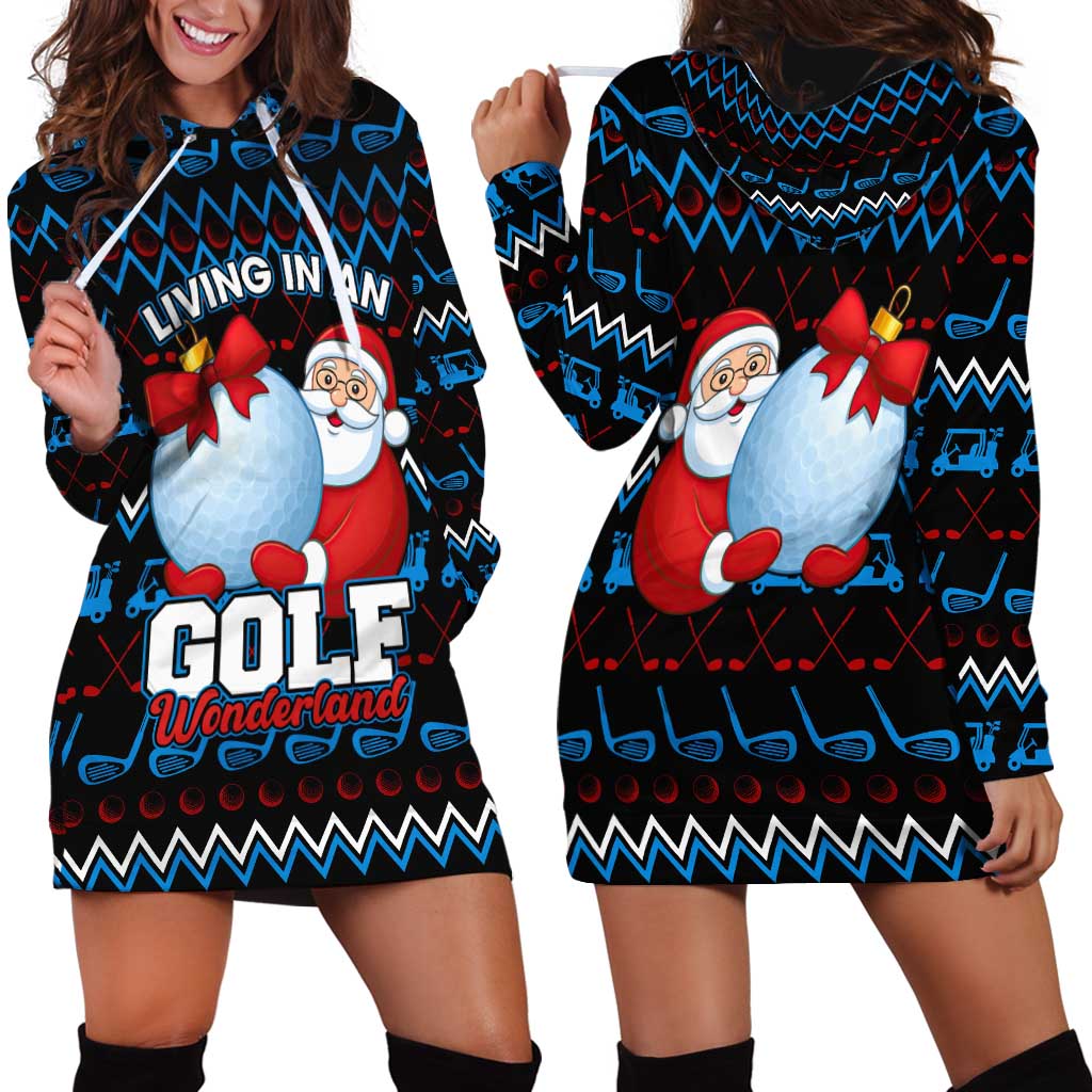 Santa Clause Golf Wonderland Christmas Hoodie Dress Xmas Holiday Patterns - Wonder Print Shop