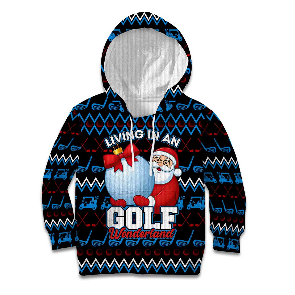Santa Clause Golf Wonderland Christmas Kid Hoodie Xmas Holiday Patterns - Wonder Print Shop