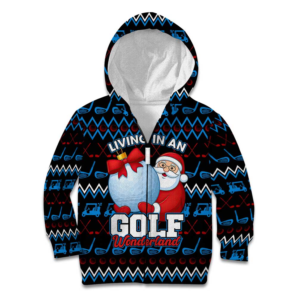 Santa Clause Golf Wonderland Christmas Kid Hoodie Xmas Holiday Patterns - Wonder Print Shop