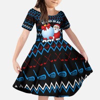 Santa Clause Golf Wonderland Christmas Kid Short Sleeve Dress Xmas Holiday Patterns - Wonder Print Shop