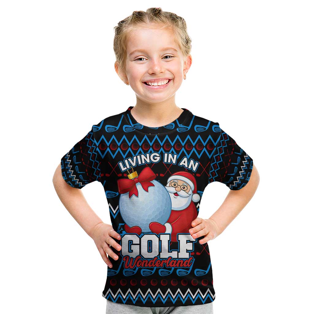 Santa Clause Golf Wonderland Christmas Kid T Shirt Xmas Holiday Patterns - Wonder Print Shop