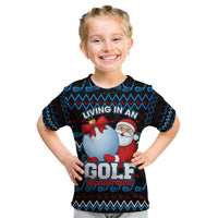 Santa Clause Golf Wonderland Christmas Kid T Shirt Xmas Holiday Patterns - Wonder Print Shop