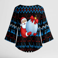 Santa Clause Golf Wonderland Christmas Kimono Sleeve Blouse Xmas Holiday Patterns - Wonder Print Shop