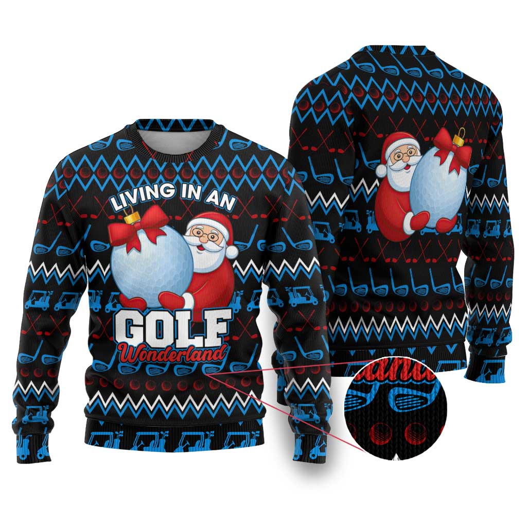 Santa Clause Golf Wonderland Christmas Ugly Christmas Sweater Xmas Holiday Patterns - Wonder Print Shop