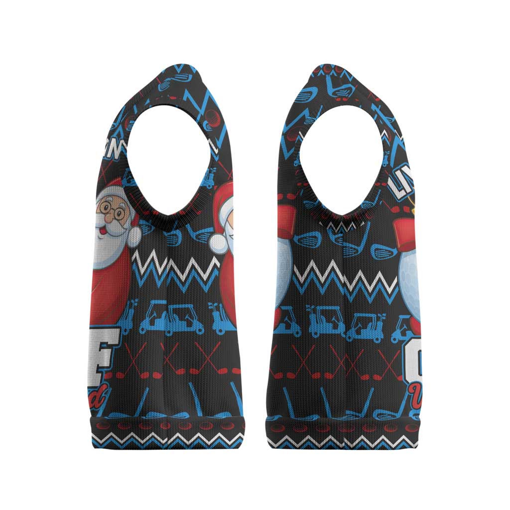 Santa Clause Golf Wonderland Christmas Knitted V-Neck Vest Xmas Holiday Patterns - Wonder Print Shop