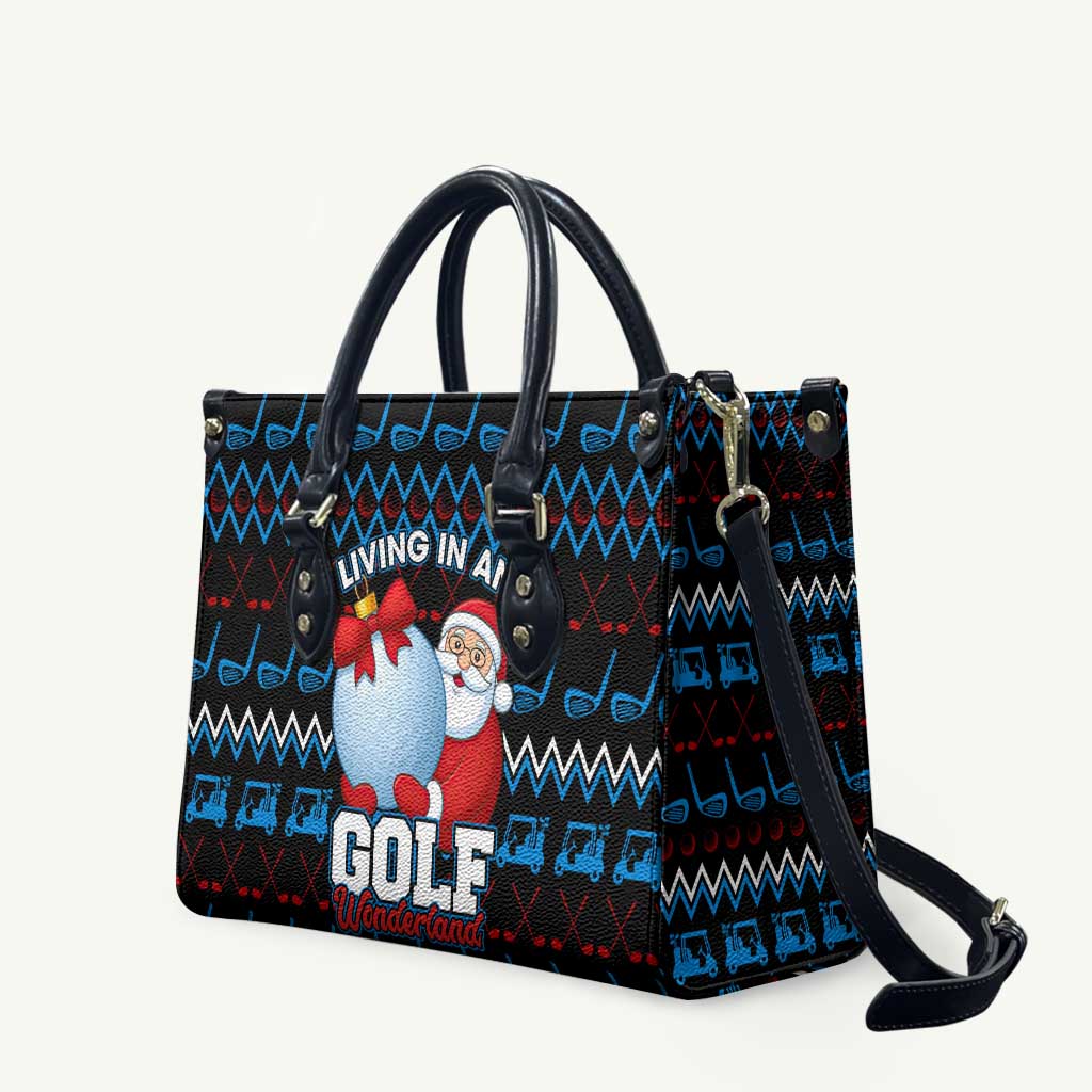 Santa Clause Golf Wonderland Christmas Leather Bag Xmas Holiday Patterns - Wonder Print Shop