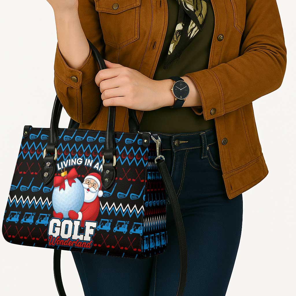 Santa Clause Golf Wonderland Christmas Leather Bag Xmas Holiday Patterns - Wonder Print Shop