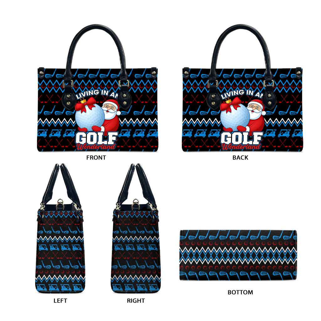 Santa Clause Golf Wonderland Christmas Leather Bag Xmas Holiday Patterns - Wonder Print Shop