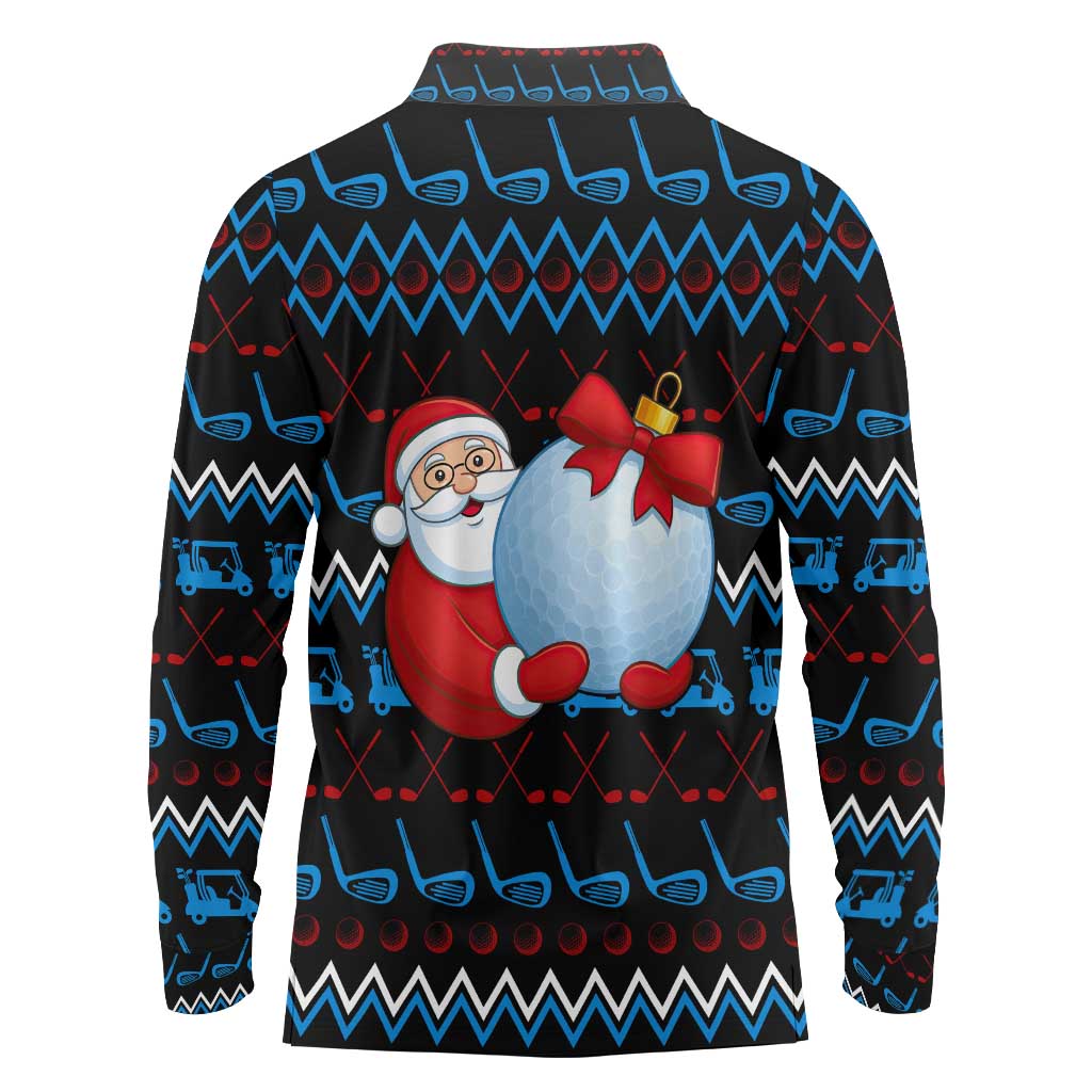 Santa Clause Golf Wonderland Christmas Long Sleeve Polo Shirt Xmas Holiday Patterns - Wonder Print Shop