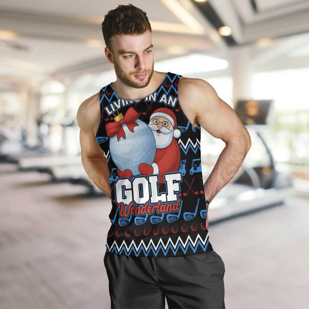 Santa Clause Golf Wonderland Christmas Men Tank Top Xmas Holiday Patterns - Wonder Print Shop