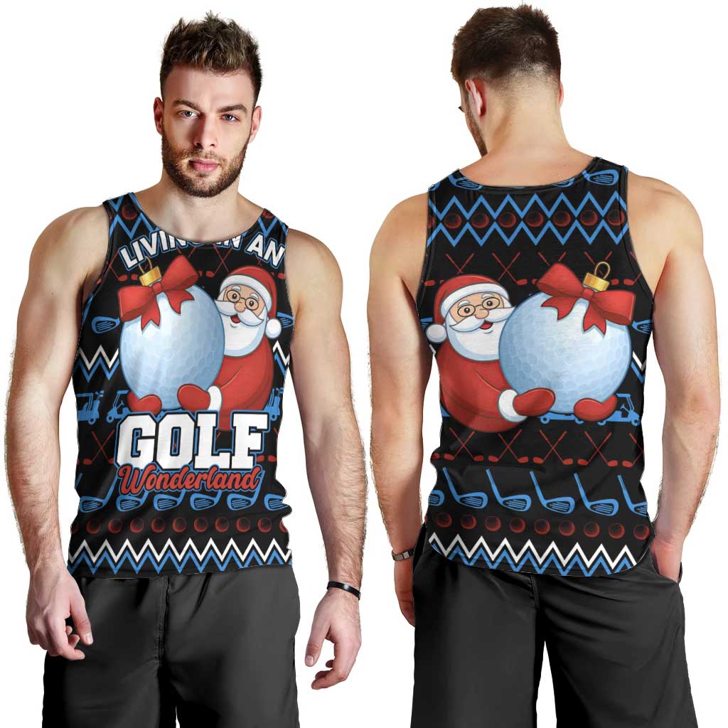 Santa Clause Golf Wonderland Christmas Men Tank Top Xmas Holiday Patterns - Wonder Print Shop