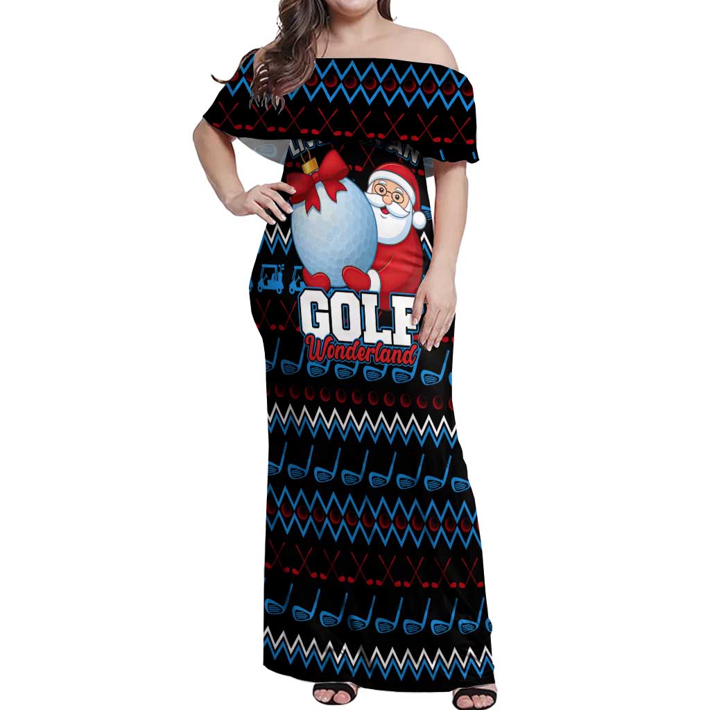Santa Clause Golf Wonderland Christmas Off Shoulder Maxi Dress Xmas Holiday Patterns - Wonder Print Shop