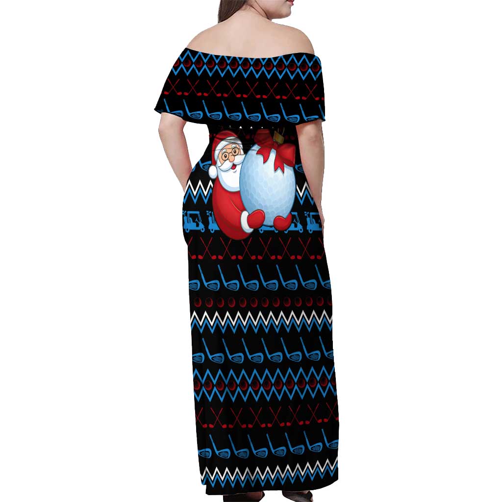 Santa Clause Golf Wonderland Christmas Off Shoulder Maxi Dress Xmas Holiday Patterns - Wonder Print Shop