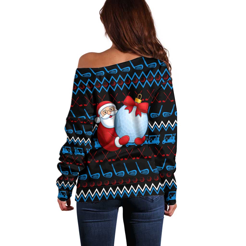 Santa Clause Golf Wonderland Christmas Off Shoulder Sweater Xmas Holiday Patterns - Wonder Print Shop