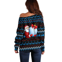 Santa Clause Golf Wonderland Christmas Off Shoulder Sweater Xmas Holiday Patterns - Wonder Print Shop