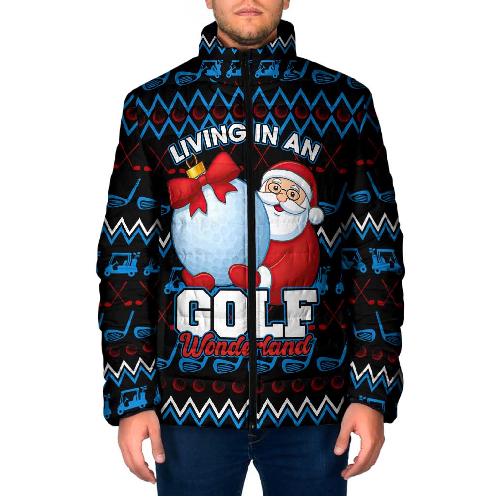 Santa Clause Golf Wonderland Christmas Padded Jacket Xmas Holiday Patterns - Wonder Print Shop