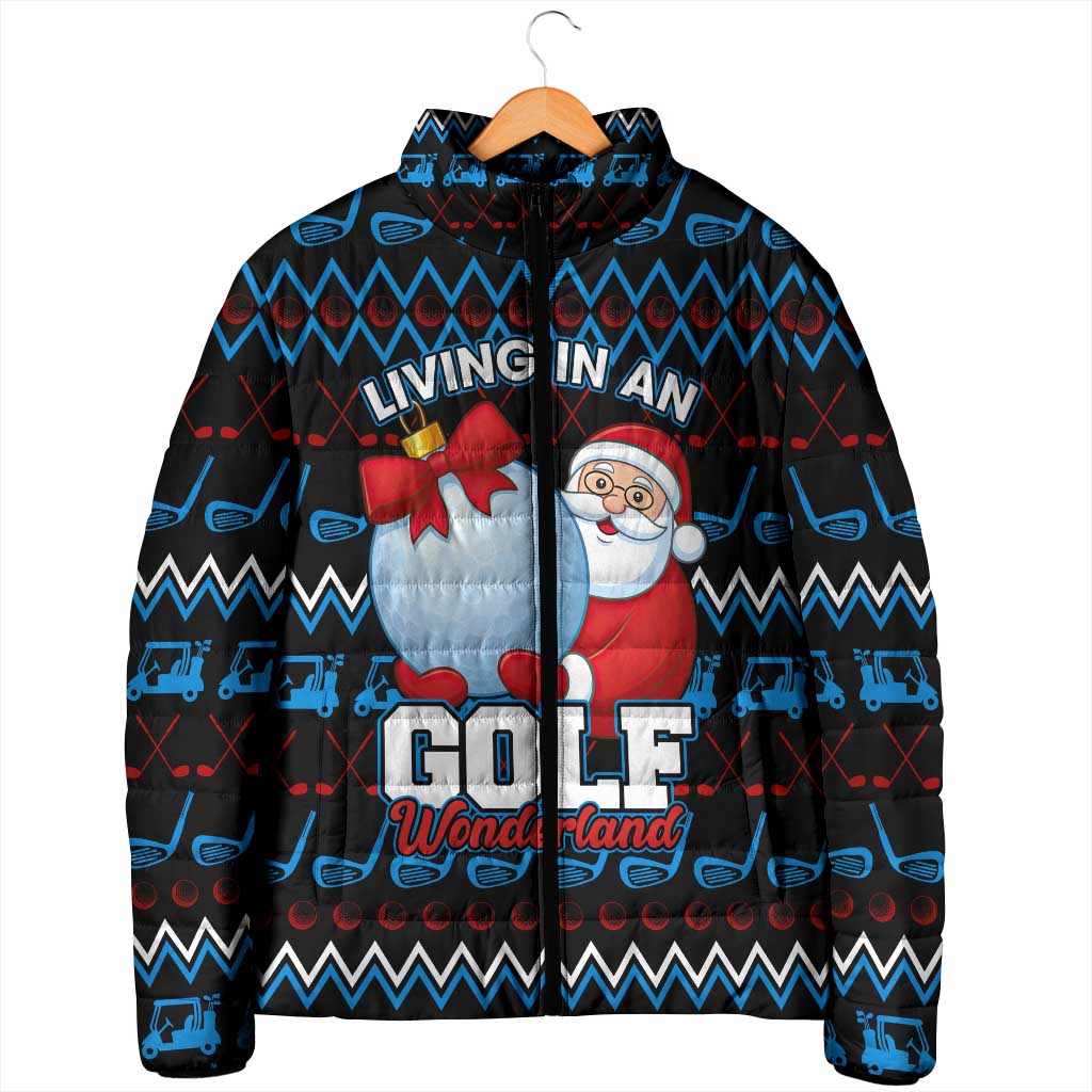 Santa Clause Golf Wonderland Christmas Padded Jacket Xmas Holiday Patterns - Wonder Print Shop