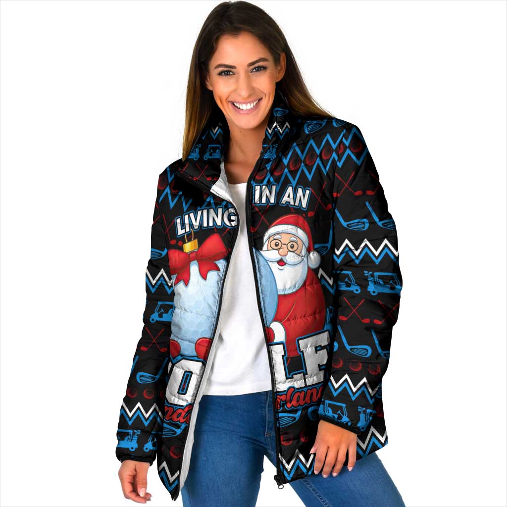 Santa Clause Golf Wonderland Christmas Padded Jacket Xmas Holiday Patterns - Wonder Print Shop