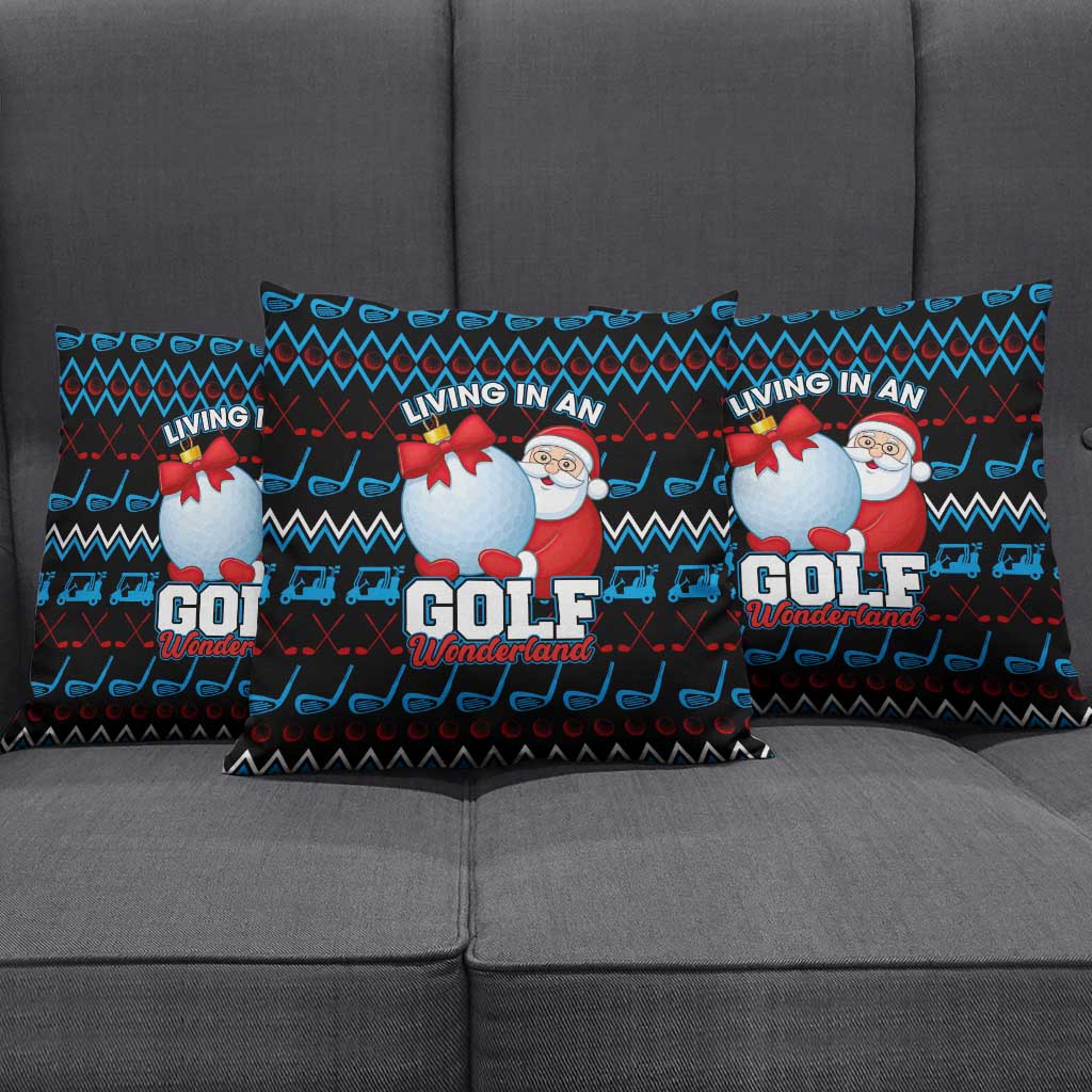 Santa Clause Golf Wonderland Christmas Pillow Cover Xmas Holiday Patterns - Wonder Print Shop