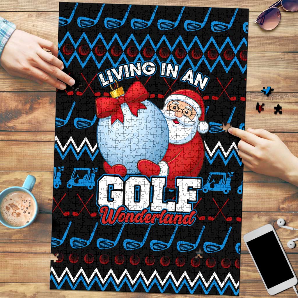 Santa Clause Golf Wonderland Christmas Puzzle Xmas Holiday Patterns - Wonder Print Shop