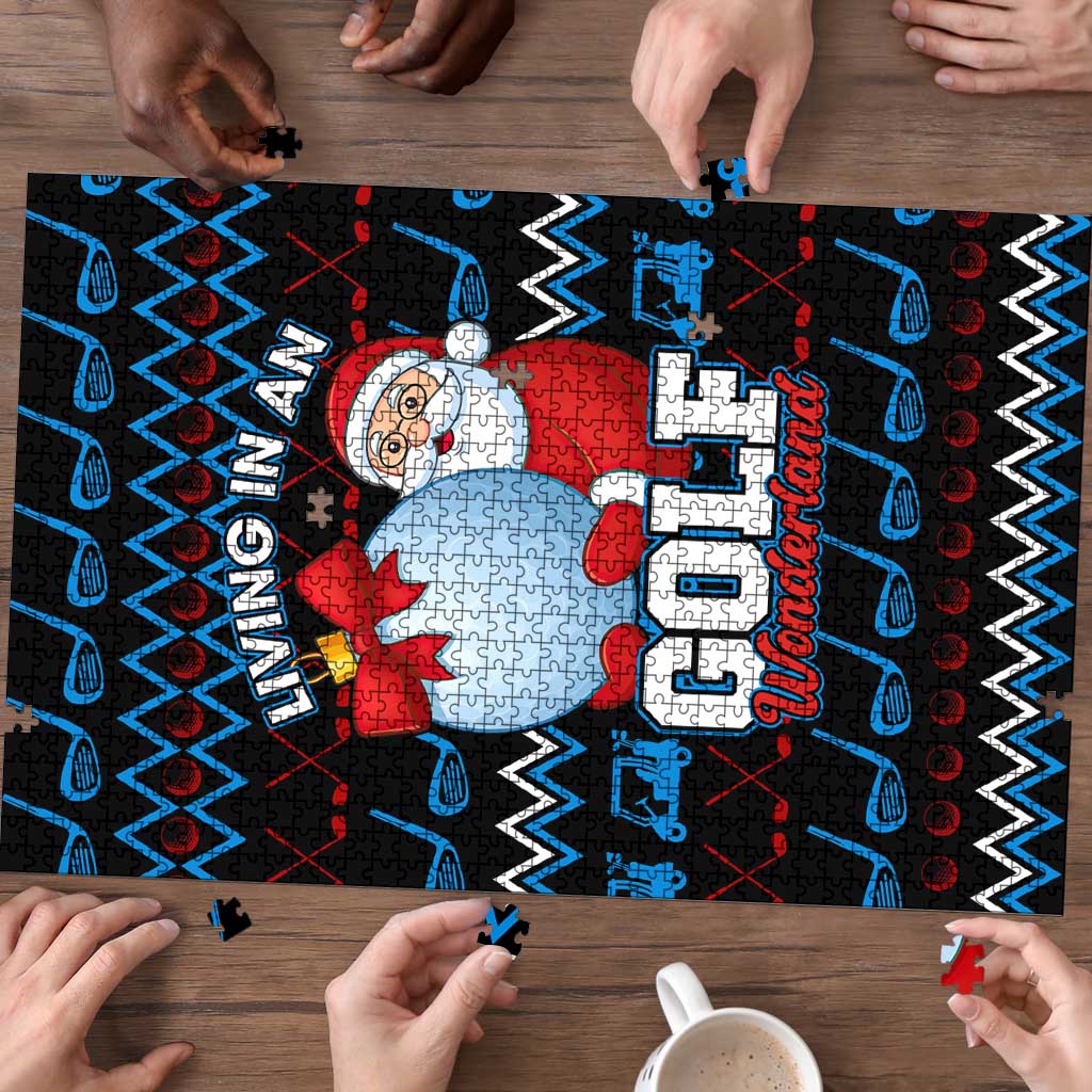 Santa Clause Golf Wonderland Christmas Puzzle Xmas Holiday Patterns - Wonder Print Shop