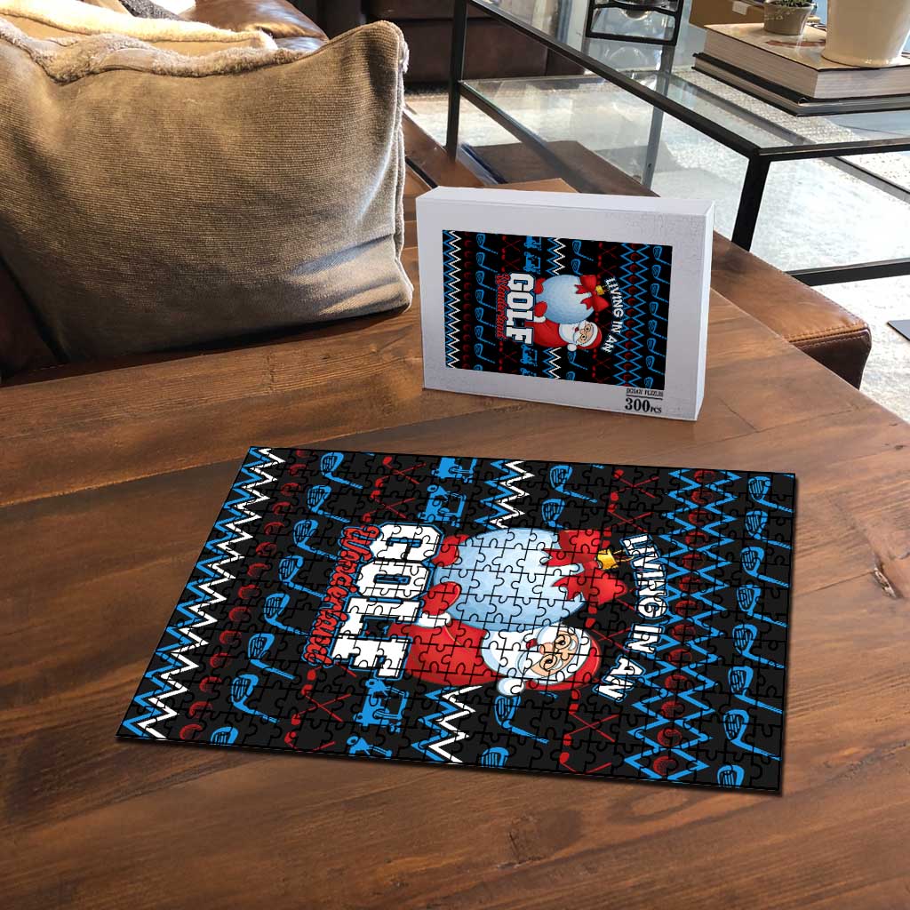 Santa Clause Golf Wonderland Christmas Puzzle Xmas Holiday Patterns - Wonder Print Shop