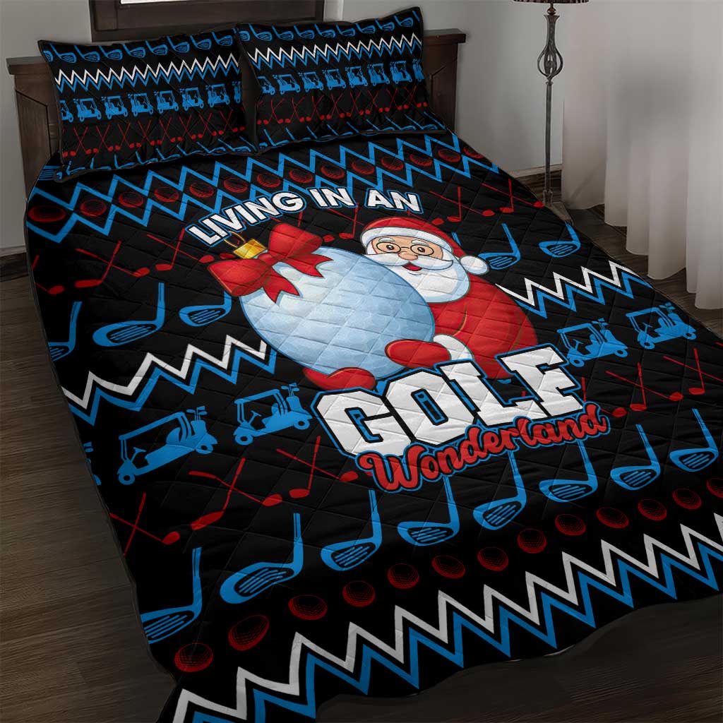 Santa Clause Golf Wonderland Christmas Quilt Bed Set Xmas Holiday Patterns - Wonder Print Shop